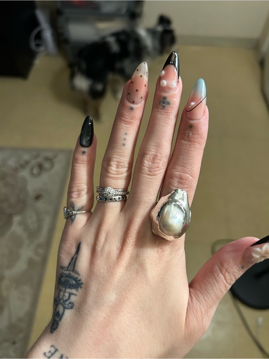Free People Jewelry - Free People Silver Pearl Statement Ring with Mixed Metal Accent